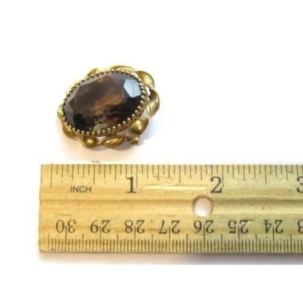 Smokey Quartz Vintage Signed 12K Gold‎ Filled Signed Convertible Pendant Pin